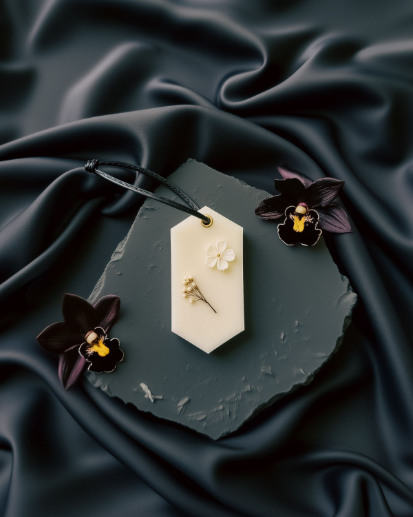 Odorizant de interior Black Orchid - Silk Nuit, made in Romania. Parfum sofisticat cu orhidee neagră, iasomie, flori albe, vanilie și lemn de santal, ideal pentru un ambient elegant și rafinat.